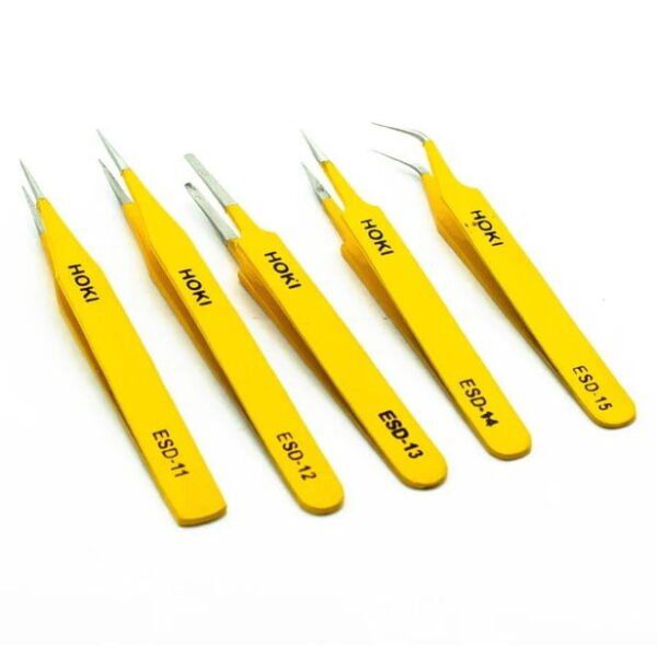 HOKI ESD Tweezers Set Antistatic Stainless Steel (Set of 5) (Black